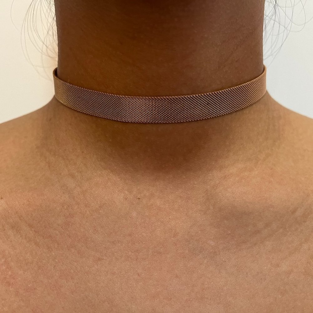 Beige/ Tan Metal Mesh Choker